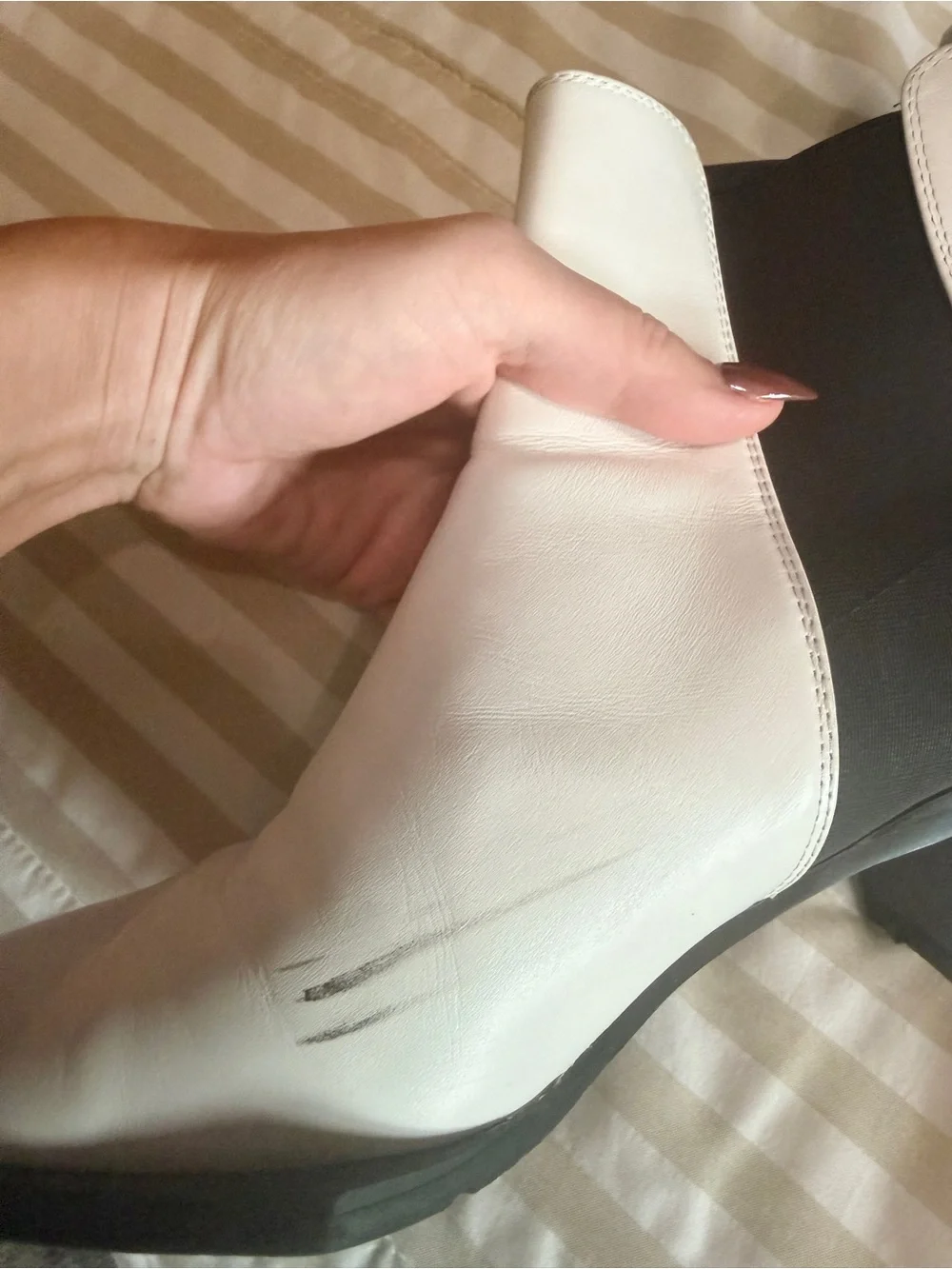 White Leather Pointed Toe Chelsea Boots with Silver Cap Toe